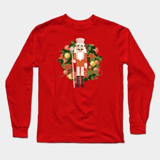 Nutcracker ans christmas wreath Long Sleeve T-Shirt